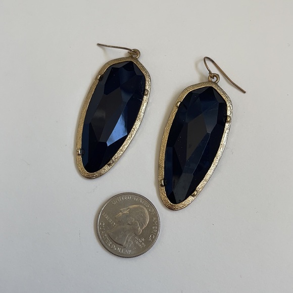 Black and Gold Jeweled Earrings - Picture 3 of 4